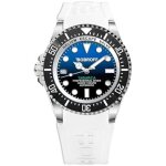 Montre pour homme automatique bobroff bf0003i - bfstb - bracelet en caoutchouc blanc - 42mm