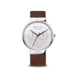 Montre homme - bering - 15542 - 504 - argent - cadran blanc - bracelet brun