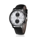 Montre - homme - bracelet - cuir - noir - cadran - rond - acier - inoxydable - 24 cm x 42 mm
