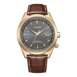 Montre hommes citizen cb0273 - 11h - marron cuir - 42mm - etanche 10 bar - energie solaire - verre saphir ...