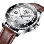 Montre homme classique - wlisth - bracelet en cuir - cadran grand - marron - quartz - etanche 3 atm Montre homme classique - wlisth - bracelet en cuir - cadran grand - marron - quartz - etanche 3 atm