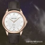 Montre homme emporio armani swiss made mouvement automatique avec date bracelet cuir et cadran or rose ... Montre homme emporio armani swiss made mouvement automatique avec date bracelet cuir et cadran or rose ...