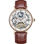 Montre homme etanche mcanique montres bracelet de cuir squelette remontoir automatique montre classique ...