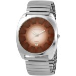 Montre homme - excellanc - excellanc - argent m�tal - cadran marron 42 mm - bracelet extensible 25 mm ...