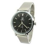 Montre homme femme luxe tendance plate noir maille milanaise argent ide cadeau