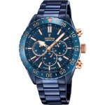 Montre homme festina ceramic - acier bleu - quartz - verre saphir - analogique - ronde