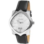 Montre homme - flair - bo�tier ovale 42 mm - cadran noir - bracelet cuir 20 mm