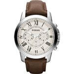 Montre homme - fossil - grant leather fs4735 - cuir marron - quartz analogique - 5 atm