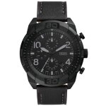 Montre hommes fossil quartz chronographe bracelet cuir noir fs5874