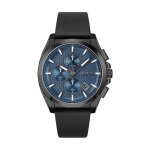 Montre homme - hugo boss - black sport lux - cuir noir - botier rond - 46 mm