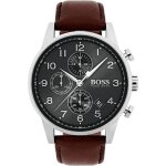 Montre homme hugo boss navigator chronograph avec cadran gris et bracelet en cuir marron - 1513494