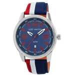 Montre homme - joel - cadran bicolore bleu / rouge - bracelet nylon & cuir 22 mm - �tanch�it� 5 atm