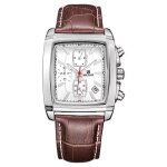 Montre homme megir casual carrée en cuir marron avec chronographe et affichage analogique Montre homme megir casual carrée en cuir marron avec chronographe et affichage analogique