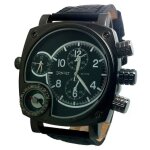 Montre homme noir cuir boussole 2 fuseaux xxl boss