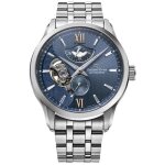 Montre homme orient star skeleton re - av0b08l00b - m�canique - bo�tier acier inoxydable - cadran bleu ...