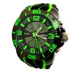 Montre homme vert noir monster digitale + analogique noir cuivre xxl chrono date