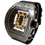 Montre homme xxl black titane gold armure black gladiator top carre boss transparent ide cadeau