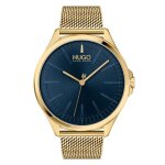 Montre - hugo - gold tone - cadran noir - boîtier 43 mm - bracelet en maille Montre - hugo - gold tone - cadran noir - boîtier 43 mm - bracelet en maille