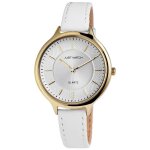 Montre - isabelle - bo�tier dor� 38 mm - bracelet cuir blanc 14 mm - mouvement miyota 2035
