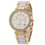 Montre femme - michael kors mk6119 parker - bracelet blanc dor� - cadran blanc - etanch�it� 100 m�tres ...