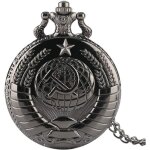 Montre de poche pour homme noir toile communisme vintage  quartz montre de poche collier avec pendentif ...
