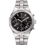 Montre quartz homme - bulova - 96b410 - noir - acier inoxydable - argent