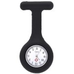 Montre silicone infirmier medecin quartz pince epingle broche poche noir