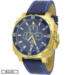 Montre sport homme analogique � quartz bracelet cuir �tanche chronographe gto dino gold couleur - bleu ...