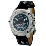 Montre sport homme analogique  quartz bracelet cuir tanche chronographe gto racer couleur - gris