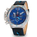 Montre sport homme analogique � quartz bracelet cuir �tanche chronographe gto roadtime couleur - bleu ...