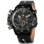 Montre sport homme analogique � quartz bracelet cuir �tanche chronographe gto roadtime couleur - noir ...
