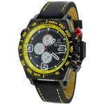 Montre sport homme analogique  quartz bracelet cuir tanche chronographe gto warm up couleur - jaune ...