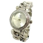 Montre watch femme strass bracelet cha�ne bijoux rond argent ice id�e cadeau