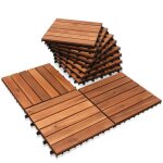 Monucep dalles de terrasse acacia fsc 1m� 11 pi�ces syst�me clips sans outil antid�rapante