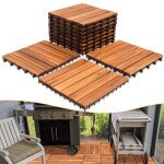 Monucep dalles de terrasse acacia fsc 3m� 33 pi�ces syst�me clips sans outil antid�rapante