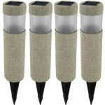 Monzana� 4x lampes solaires led aspect pierre jusqu� 8h d�clairage illumination jardin chemin luminaires ...