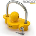 Monzana antivol jaune verrou d?attelage de remorque universel tte d?attelage 50 mm cadenas remorque ...