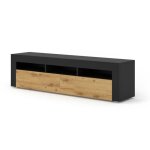 Moreno meuble tv bas universel 160 cm  suspendre ou  poser (noir mat / chne artisan)