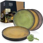 Moritz moritz vida lot de 6 assiettes d�ner jaune / vert / rose - pour 6 personnes - en porcelaine - ...