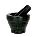 Mortier avec pilon - granit - noir - parfait pour herbes et pices - robuste - poli