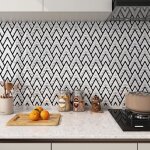 Mosaique carrelage adhesif mural cuisine blanc credence adhesive pour cuisine effet mosa�que / chevrons ...