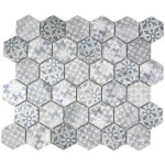 Mosaque cramique - hexagone - bleu gris blanc - 009 m2 - antigel - utilisation intrieure extrieure ...