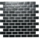 Mosaque composite plaquette cramique brick noir mat mur de douche salle de bain cuisine mos24 - 04bm ...
