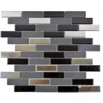 Mosa�que composite plaquette c�ramique noir argent chrom� baguettes carrelage mos26 - 0317