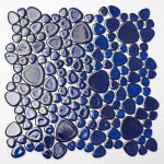 Mosaque de galets - pebbles - mos12 - 0405 - cramique bleu brillant - 0076 m - ovale