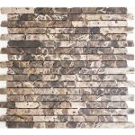 Mosaque marbre pierre naturelle brick composite baguettes impala brun fonc flamb dcor mural cuisine ...