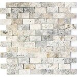 Mosaque - mosani - travertin 3d - pierre naturelle - gris blanc - 009 m