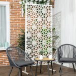 Mothinessto1443 - panneau brise vue d�coratif ext�rieur blanc � motif en m�tal - 92 x 45 x 198 cm