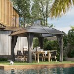 Mothinessto1453 - tonnelle de jardin structure aluminium toit polycarbonate imperm�able uv 60 + parois ...
