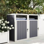 Mothinessto3467 - abri pour 2 poubelles 240l cache poubelle ext�rieur couvercle relevable 180� acier ...